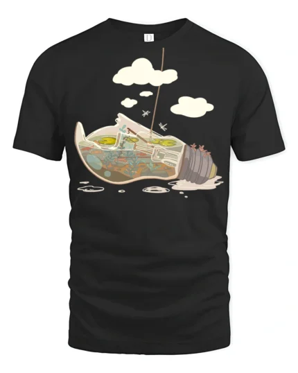 Cool Skeleton Surfer Riding Giant Retro Wave Soft Tshirt - black t-shirt on white background