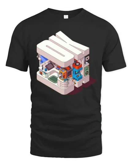 Retro Isometric OK Tech and Gaming Sanctuary Soft Tshirt - black t-shirt on white background
