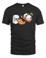 Funny Sushi Beach Day Salmon Towel Graphic Tshirt - black t-shirt on white background