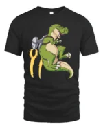 Epic Jetpack T-Rex Dinosaur Flight Graphic Tee - black t-shirt on white background