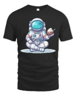 Funny Tropical Astronaut Coconut Ice Cream Graphic Soft Tee - black t-shirt on white background