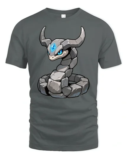 Cool Rock Snake Golem Creature Fantasy Graphic Soft Tshirt - gray t-shirt on white background