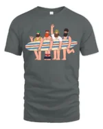 Unique Funny Surfing Friends Summer Graphic Soft Tshirt - gray t-shirt on white background
