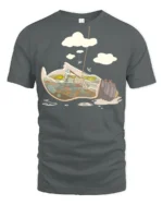 Cool Skeleton Surfer Riding Giant Retro Wave Soft Tshirt - gray t-shirt on white background