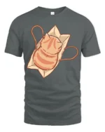 Cute Orange Tabby Cat in Paper Bag Graphic Tshirt - gray t-shirt on white background