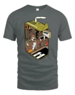 Surreal Juice Box Miniature City Street Graphic Soft Tshirt - gray t-shirt on white background