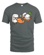 Funny Sushi Beach Day Salmon Towel Graphic Tshirt - gray t-shirt on white background