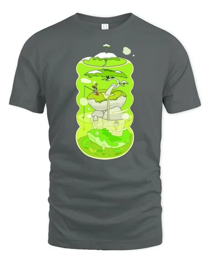 Surreal Frog Pond Terrarium Fishing Aesthetic Soft Tshirt - gray t-shirt on white background