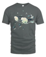 Surreal Space Astronaut Eyeglasses Fish Graphic Soft Tshirt - gray t-shirt on white background