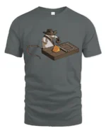 Funny Cowboy Mouse Trap Indiana Jones Graphic Soft Tshirt - gray t-shirt on white background