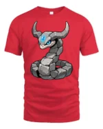 Cool Rock Snake Golem Creature Fantasy Graphic Soft Tshirt - red t-shirt on white background
