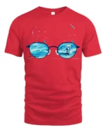 Aesthetic Cosmic Eyewear Surreal Sea Galaxy Premium Tshirt - red t-shirt on white background