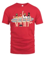 Unique Funny Surfing Friends Summer Graphic Soft Tshirt - red t-shirt on white background