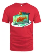 Unique Jelly Pond Cake With Koi Fish Fantasy Soft Tshirt - red t-shirt on white background