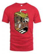 Surreal Juice Box Miniature City Street Graphic Soft Tshirt - red t-shirt on white background