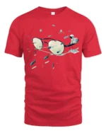 Surreal Space Astronaut Eyeglasses Fish Graphic Soft Tshirt - red t-shirt on white background