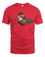 Funny Cowboy Mouse Trap Indiana Jones Graphic Soft Tshirt - red t-shirt on white background