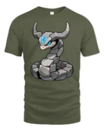 Cool Rock Snake Golem Creature Fantasy Graphic Soft Tshirt - military green t-shirt on white background