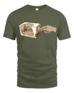 Aesthetic Pencil Sharpener Lumberjack Chainsaw Premium Tee - military green t-shirt on white background
