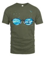 Aesthetic Cosmic Eyewear Surreal Sea Galaxy Premium Tshirt - military green t-shirt on white background