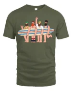 Unique Funny Surfing Friends Summer Graphic Soft Tshirt - military green t-shirt on white background