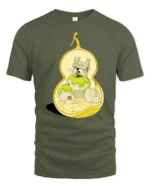 Creative Tiny World Zen Gourd Sanctuary Graphic Soft Tshirt - military green t-shirt on white background