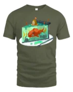 Unique Jelly Pond Cake With Koi Fish Fantasy Soft Tshirt - military green t-shirt on white background