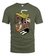 Surreal Juice Box Miniature City Street Graphic Soft Tshirt - military green t-shirt on white background