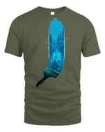 Creative Artist Palette Paintbrush Waterfall Premium Soft Tshirt - military green t-shirt on white background