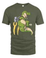 Epic Jetpack T-Rex Dinosaur Flight Graphic Tee - military green t-shirt on white background