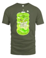 Surreal Frog Pond Terrarium Fishing Aesthetic Soft Tshirt - military green t-shirt on white background