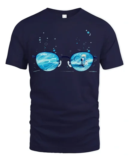 Aesthetic Cosmic Eyewear Surreal Sea Galaxy Premium Tshirt - navy t-shirt on white background
