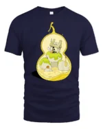 Creative Tiny World Zen Gourd Sanctuary Graphic Soft Tshirt - navy t-shirt on white background
