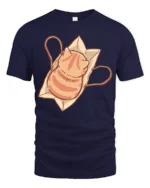 Cute Orange Tabby Cat in Paper Bag Graphic Tshirt - navy t-shirt on white background