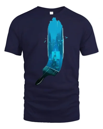 Creative Artist Palette Paintbrush Waterfall Premium Soft Tshirt - navy t-shirt on white background