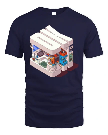 Retro Isometric OK Tech and Gaming Sanctuary Soft Tshirt - navy t-shirt on white background