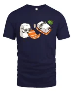 Funny Sushi Beach Day Salmon Towel Graphic Tshirt - navy t-shirt on white background