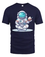 Funny Tropical Astronaut Coconut Ice Cream Graphic Soft Tee - navy t-shirt on white background