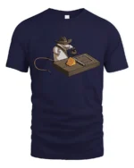 Funny Cowboy Mouse Trap Indiana Jones Graphic Soft Tshirt - navy t-shirt on white background