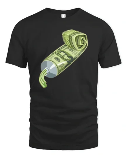 Creative Artistic Toothpaste Squeeze Money Cash Graphic Tshirt - black t-shirt on white background
