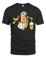 Futuristic Isometric Fruit Smoothie Juice Machine Graphic Tshirt - black t-shirt on white background
