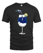 Creative Dreamy Starry Night Midnight Wine Glass Graphic Tshirt - black t-shirt on white background