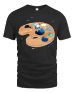 Creative Artistic Astronaut Painter Space Palette Graphic Tshirt - black t-shirt on white background