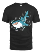Adorable Whale Shark Ocean Friends Cartoon Graphic Tshirt - black t-shirt on white background