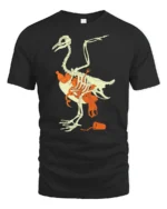 Eco Awareness Bird Skeleton Plastic Pollution Graphic Tee - black t-shirt on white background