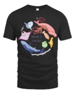 Cool Ocean Diversity Marine Life Circle Graphic Tee - black t-shirt on white background
