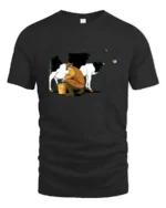 Authentic Traditional Farmer Hand Milking Cow Udder Tee - black t-shirt on white background