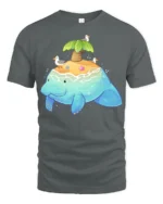 Adorable Sea Island Manatee Tropical Paradise Graphic Tee - gray t-shirt on white background