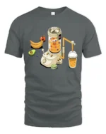 Futuristic Isometric Fruit Smoothie Juice Machine Graphic Tshirt - gray t-shirt on white background