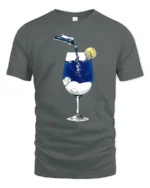 Creative Dreamy Starry Night Midnight Wine Glass Graphic Tshirt - gray t-shirt on white background